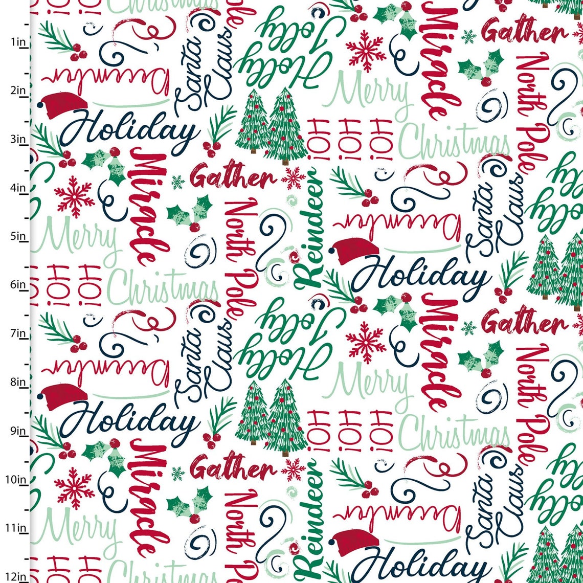 Believe Holiday Words White Beth Albert 3 Wishes Cotton Fabric