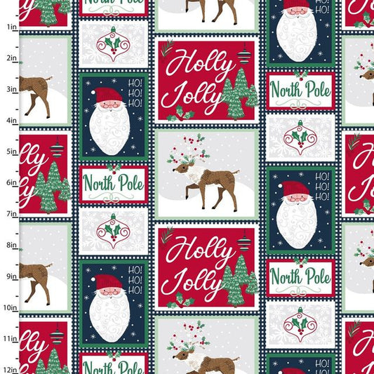 Believe Patch Holly Jolly Multi Beth Albert 3 Wishes Cotton Fabric