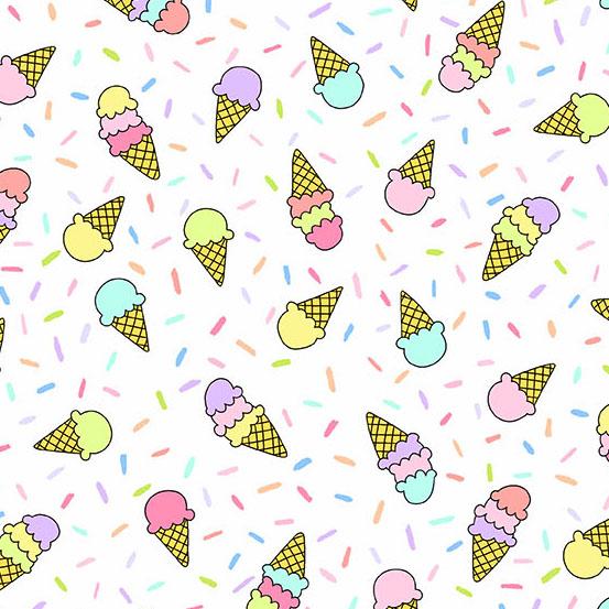 Believe Tossed Ice Cream and Sprinkles White Andover Fabrics Cotton Fabric
