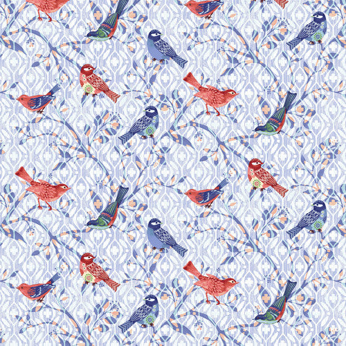 Bella Blue Birds Bird Branches Light Blue Jennifer Brinley Studio E Cotton Fabric