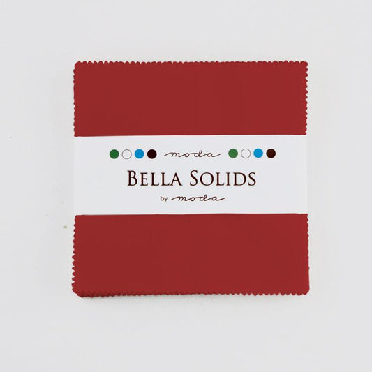 Bella Solids Red 5" Squares Charm Pack Moda Cotton Fabric MD-9900PP-16