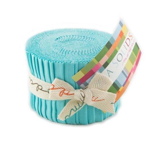 Bella Solids Aqua 2.5" Junior Jelly Roll 20pcs Moda Cotton Fabric MD-9900JJR-85