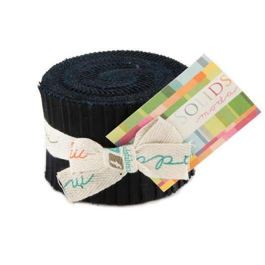Bella Solids Black 2.5" Junior Jelly Roll 20pcs Moda Cotton Fabric MD-9900JJR-99