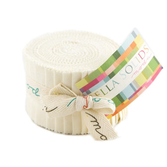 Bella Solids Ivory 2.5" Junior Jelly Roll Moda Cotton Fabric MD-9900JJR-60
