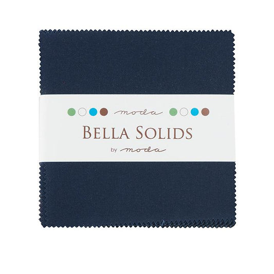 Bella Solids Navy Blue 5" Squares Charm Pack Moda Cotton Fabric MD-9900PP-20
