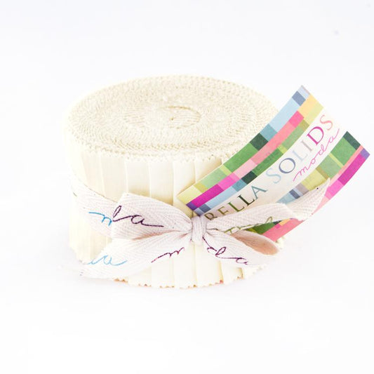 Bella Solids Off White 2.5" Junior Jelly Roll Moda Cotton Fabric MD-9900JJR-200