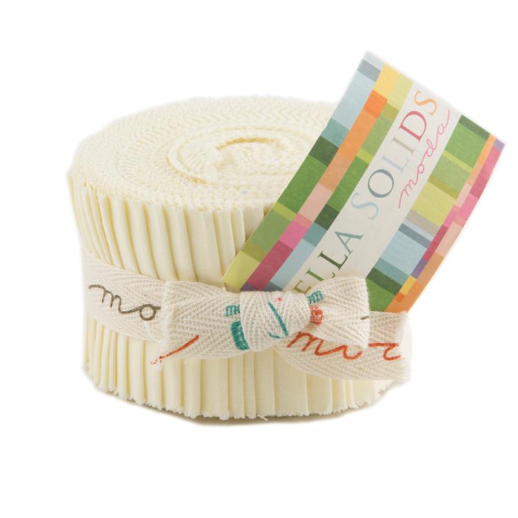 Bella Solids Snow White 2.5" Jelly Roll Moda Cotton Fabric MD-9900JJR-11