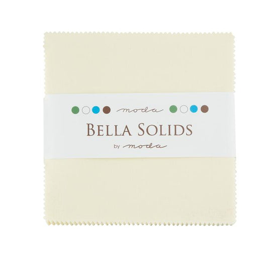 Bella Solids Snow 5" Squares Charm Pack 42pcs Moda Cotton Fabric MD-9900PP-11
