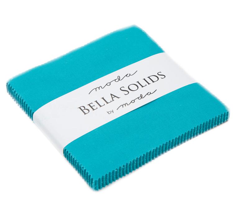Bella Solids Turquoise 5" Squares Charm Pack Moda Cotton Fabric MD-9900PP-107