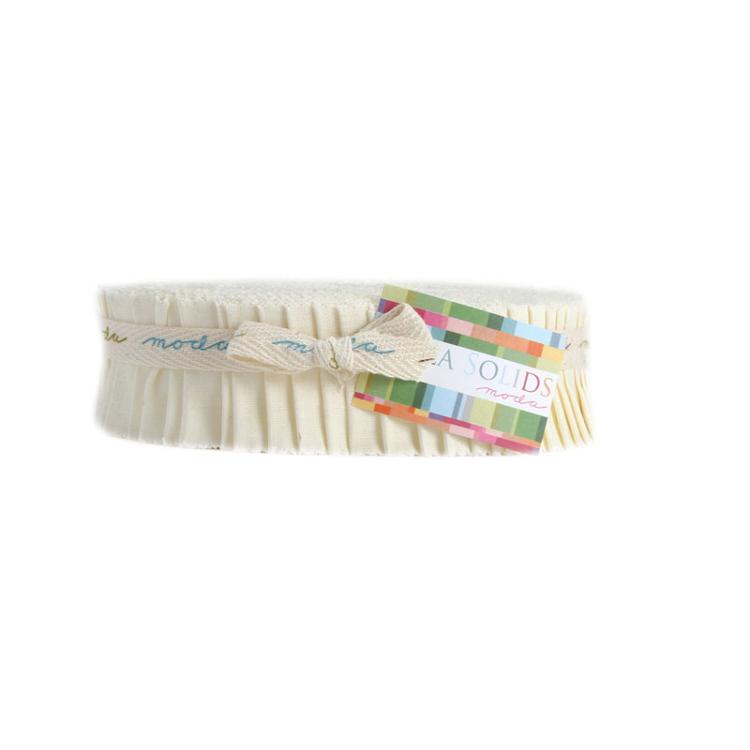 Bella Solids White Honey Bun 1.5" Strips 40pcs Moda Cotton Fabric MD-9900HB-11