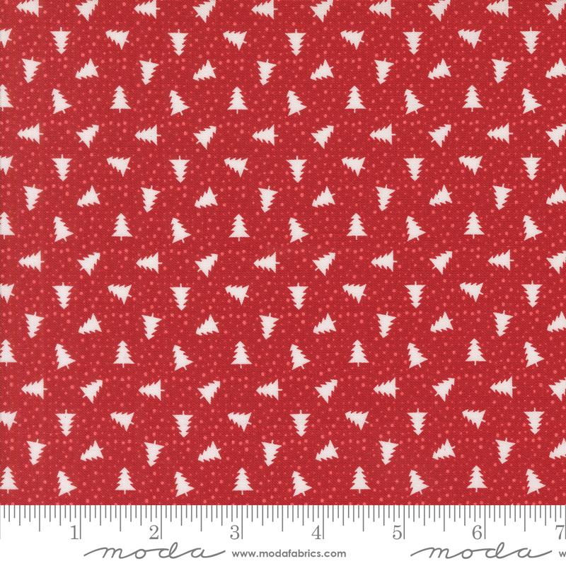 Berry and Pine Little Trees Christmas Trees Dots Cranberry Red Lella Boutique Moda Cotton Fabric MD-5245-14