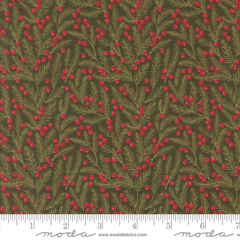 Berry and Pine Needles Blenders Evergreen Dark Green Lella Boutique Moda Cotton Fabric MD-5243-13