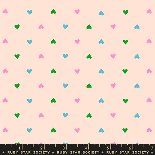 Best Day Ever Hearts Ditsy Blender Peach Cream Melody Miller Ruby Star Society Moda Cotton Fabric MD-RS0091-18
