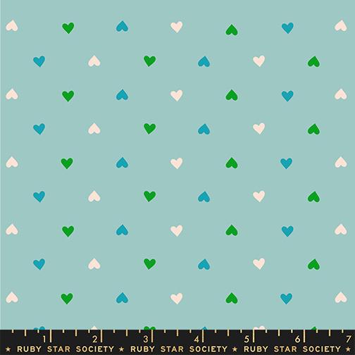 Best Day Ever Hearts Ditsy Blender Turquoise Melody Miller Ruby Star Society Moda Cotton Fabric MD-RS0091-20
