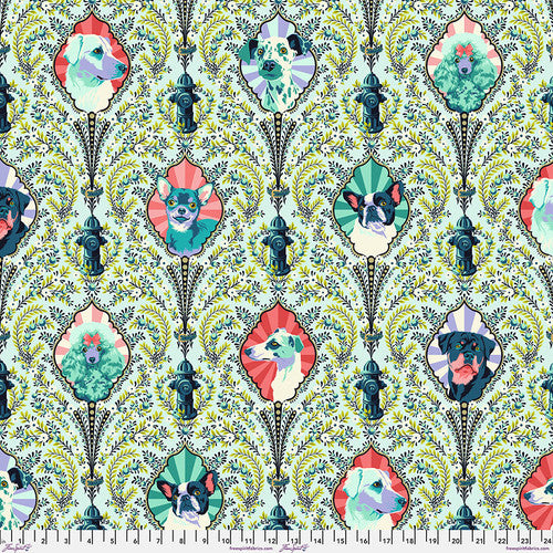 Besties Puppy Dog Eyes Bluebell Green Tula Pink Free Spirit Cotton Fabric FS-PWTP213.BLUEBELL