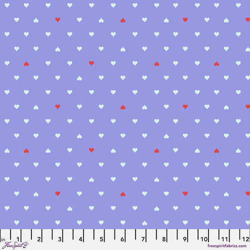 Besties Unconditional Love Heart Bluebell Purple Tula Pink Free Spirit Cotton Fabric FS-PWTP221.BLUEBELL