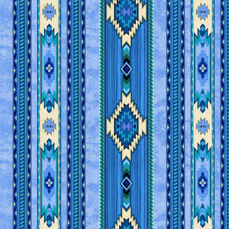 Big Sky Country Saddle Rug Sky Blue Southwest Michael Miller Cotton Fabric