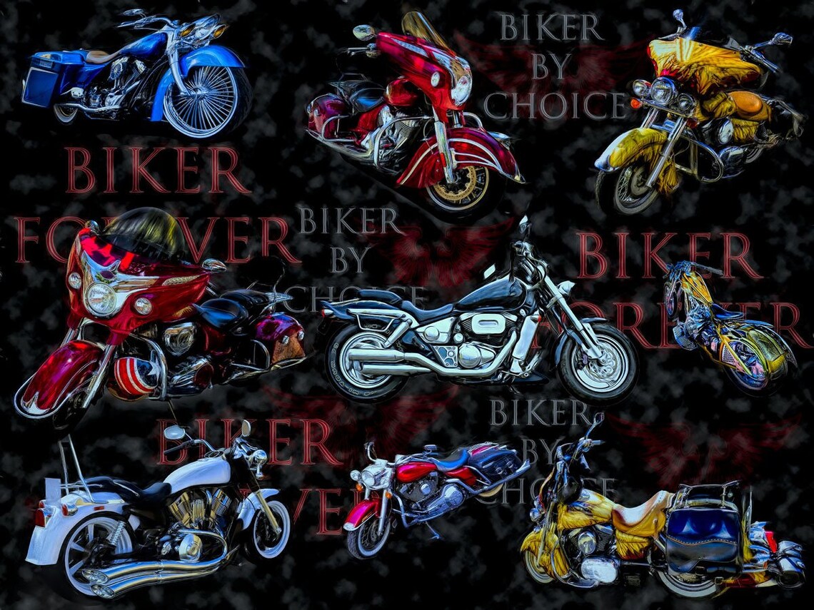Biker by Choice Biker Forever Multi David Textiles Cotton Fabric DT-AL-3765-9C