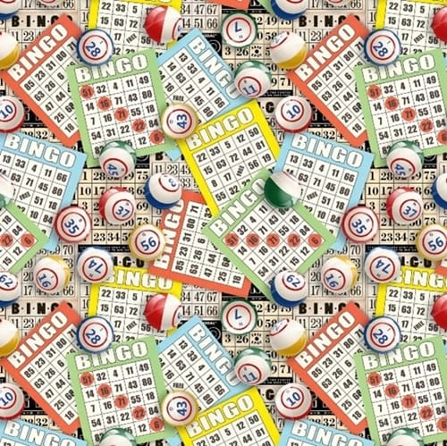 Bingo Game Cards and Number Balls Vintage Packed David Textiles Cotton Fabric DT-DX-6318-4C-1 | US Fabric Shop