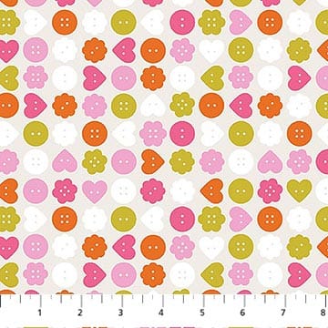 Bits and Bobs Buttons Cream FIGO Northcott Cotton Fabric NC-91266-11 | US Fabric Shop
