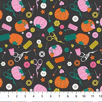 Bits and Bobs Notions Black FIGO Northcott Cotton Fabric NC-91263-99 | US Fabric Shop