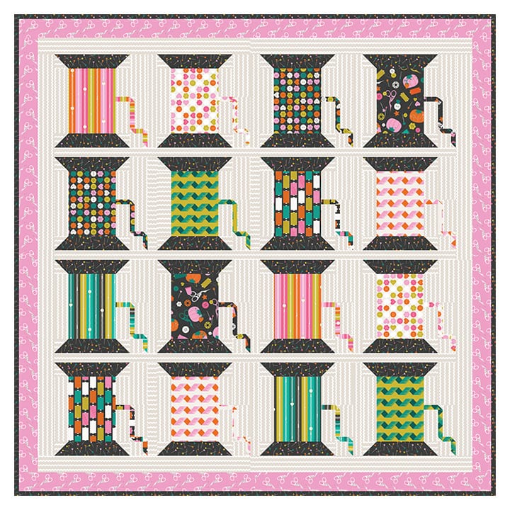 Bits and Bobs Sewing Items Digital Quilt Top 51"x 51" FIGO Northcott Cotton Fabric NC-FIGO-DQF-146 | US Fabric Shop