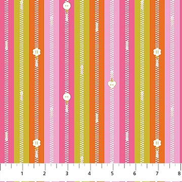 Bits and Bobs Zippers Orange FIGO Northcott Cotton Fabric NC-91267-56