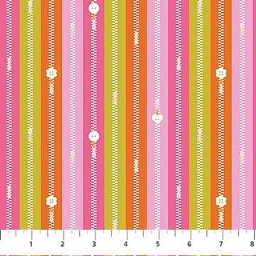 Bits and Bobs Zippers Orange FIGO Northcott Cotton Fabric NC-91267-56 | US Fabric Shop