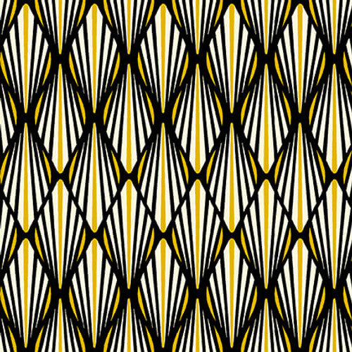 Black, White 24 Karat Fan Geo Black Color Principle Henry Glass Cotton Fabric