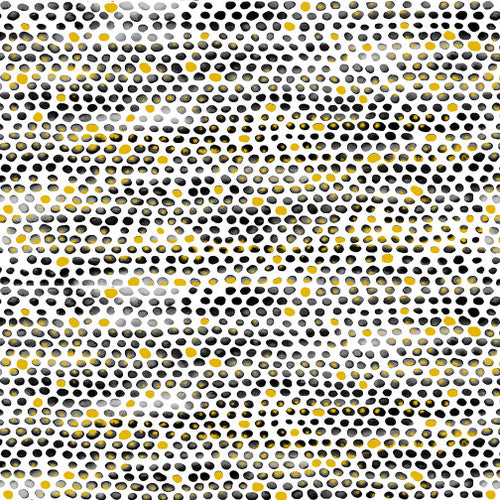 Black, White 24 Karat Small Stones White Color Principle Henry Glass Cotton Fabric