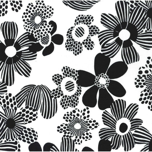 Black & White Groovy Dalm White Michael Miller Cotton Fabric