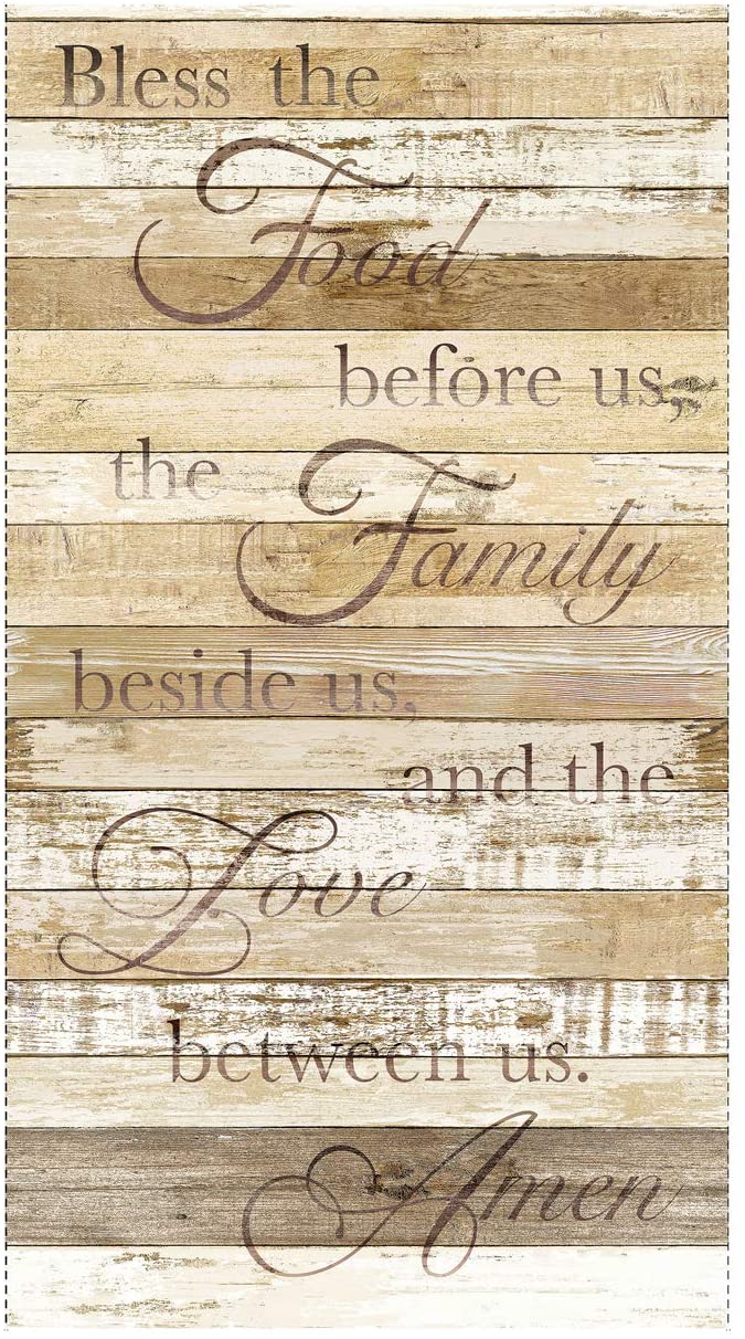 Bless This Food Panel 24" Natural Beige Timeless Treasures Cotton Fabric TT-C8127 Natural
