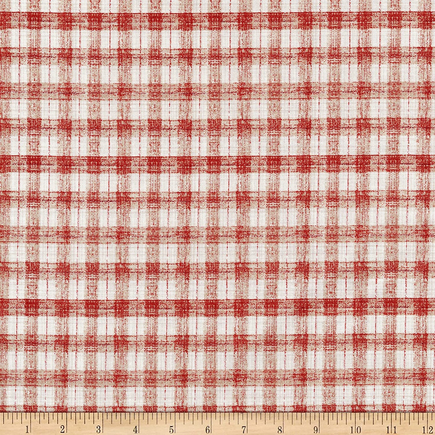 Blessings of Home Monotone Checks Light Red Cream Henry Glass Cotton Fabric HG-2680-82
