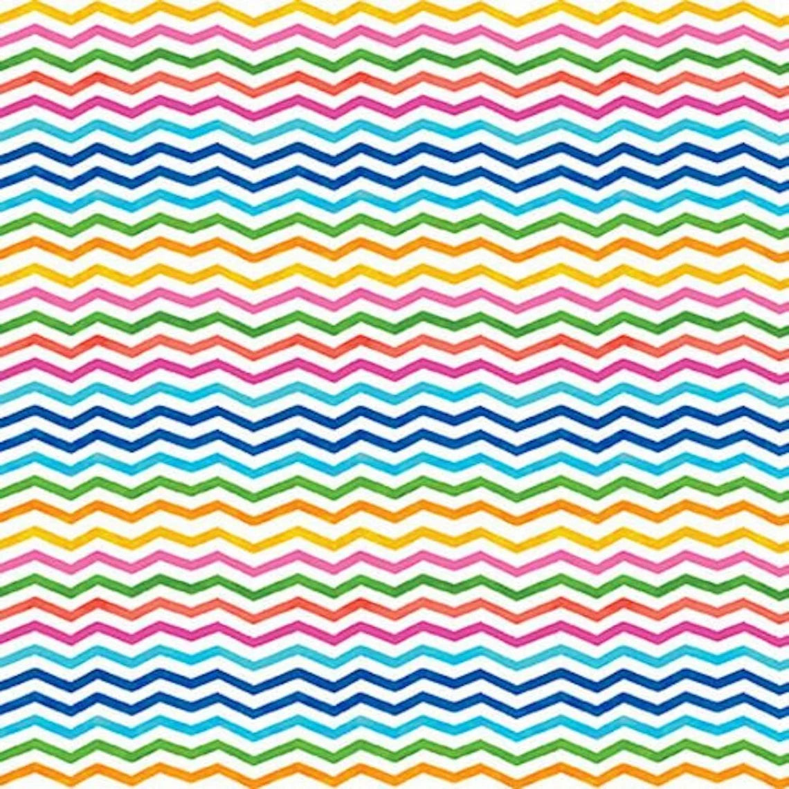 Bloom Bouquet II Chevron Zigzag White Color Pop Studio Blank Quilting Cotton Fabric