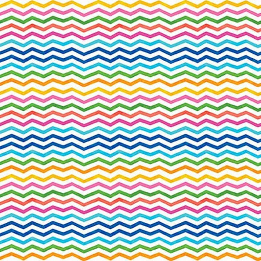 Bloom Bouquet II Chevron Zigzag White Color Pop Studio Blank Quilting Cotton Fabric