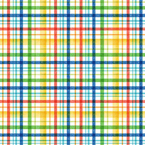 Bloom Bouquet II Plaid White Color Pop Studio Blank Quilting Cotton Fabric