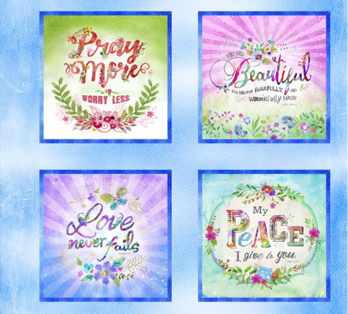 Bloom with Grace Block Panel Connie Haley 3 Wishes 36" Panel Cotton Fabric