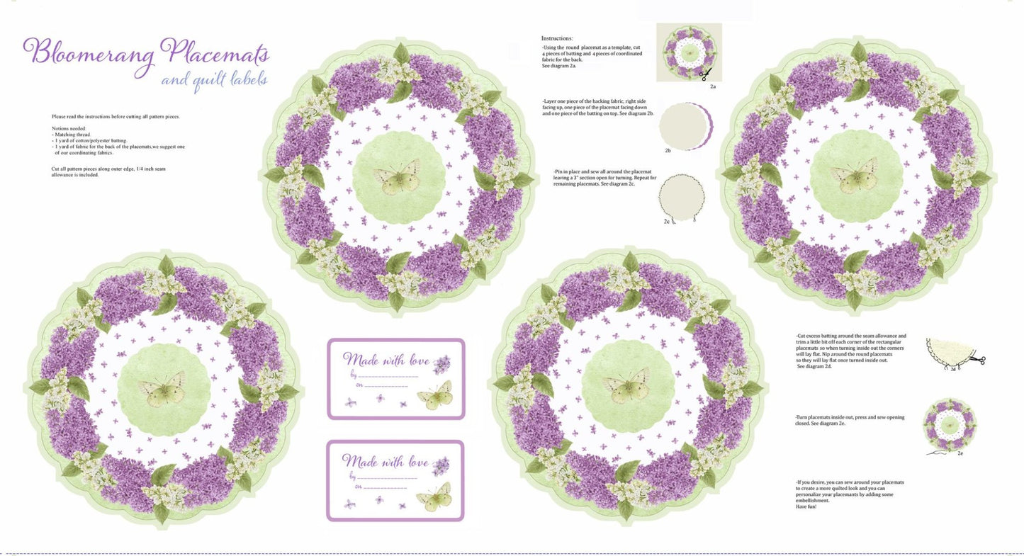 Bloomerang Placemats Panel 24" Multi Jane Shasky Henry Glass Cotton Fabric HG-963P-05