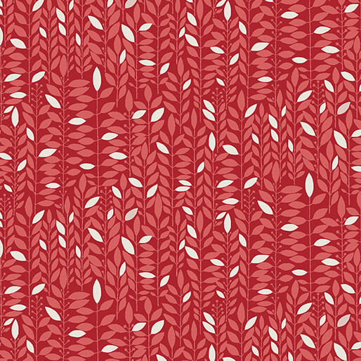 Blooming Color Kali Tonal Leaves Floral Red Wolff Paper Benartex Cotton Fabric