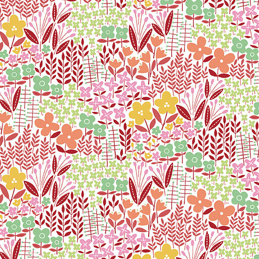 Blooming Color Meadow Allover Floral Pink Multi Wolff Paper Benartex Cotton Fabric