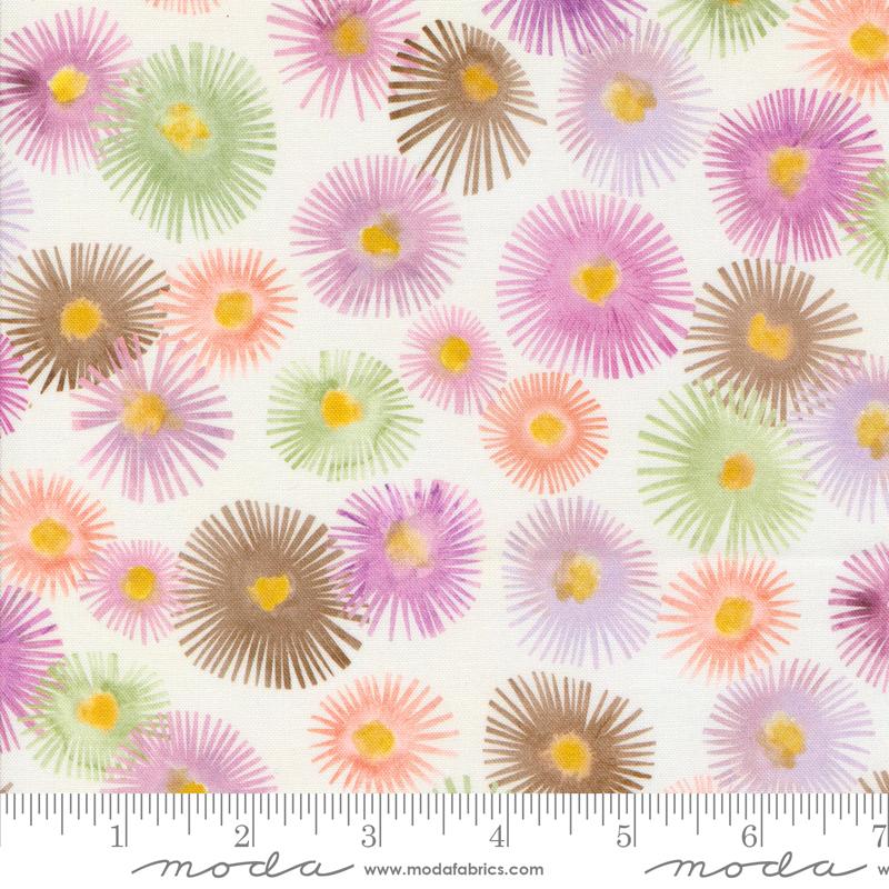 Blooming Lovely Aster Florals Watercolor Cream Janet Clare Moda Cotton Fabric