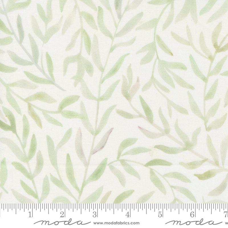 Blooming Lovely Greenery Blenders Leaf Watercolor Cream Janet Clare Moda Cotton Fabric