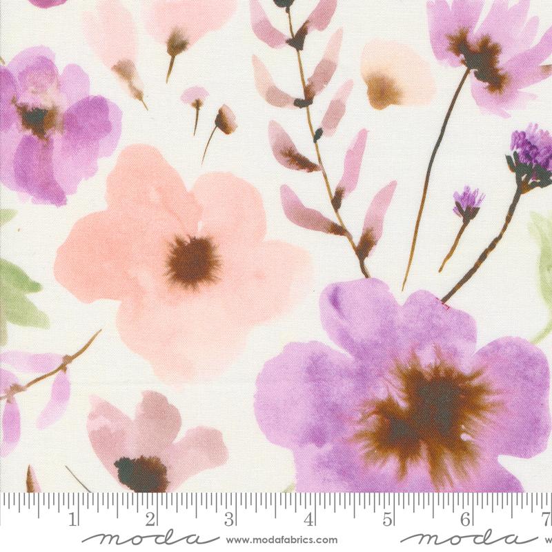 Blooming Lovely Posy Florals Watercolor Cream Janet Clare Moda Cotton Fabric