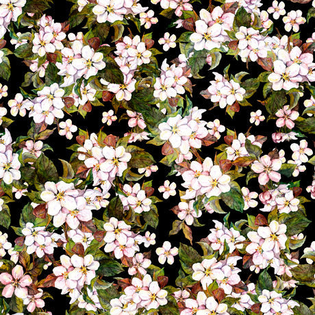 Blossom Dogwood Black Dan Morris Quilting Treasures Cotton Fabric