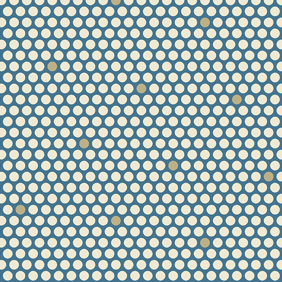 Blue Escape Crystal Snowshoe Natural Polka Dots Blue Laundry Basket Quilts Andover Cotton Fabric