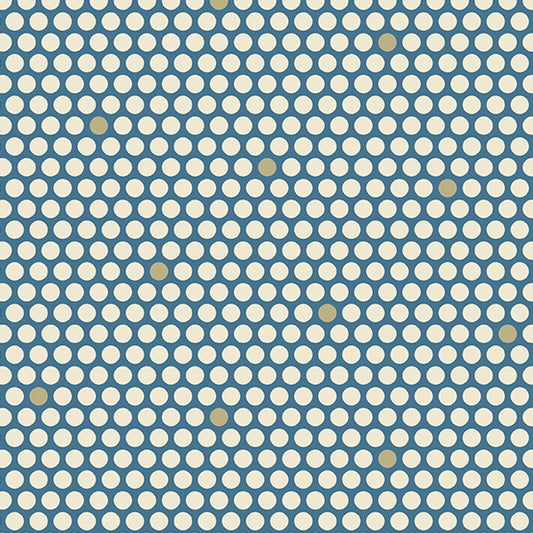 Blue Escape Crystal Snowshoe Natural Polka Dots Blue Laundry Basket Quilts Andover Cotton Fabric