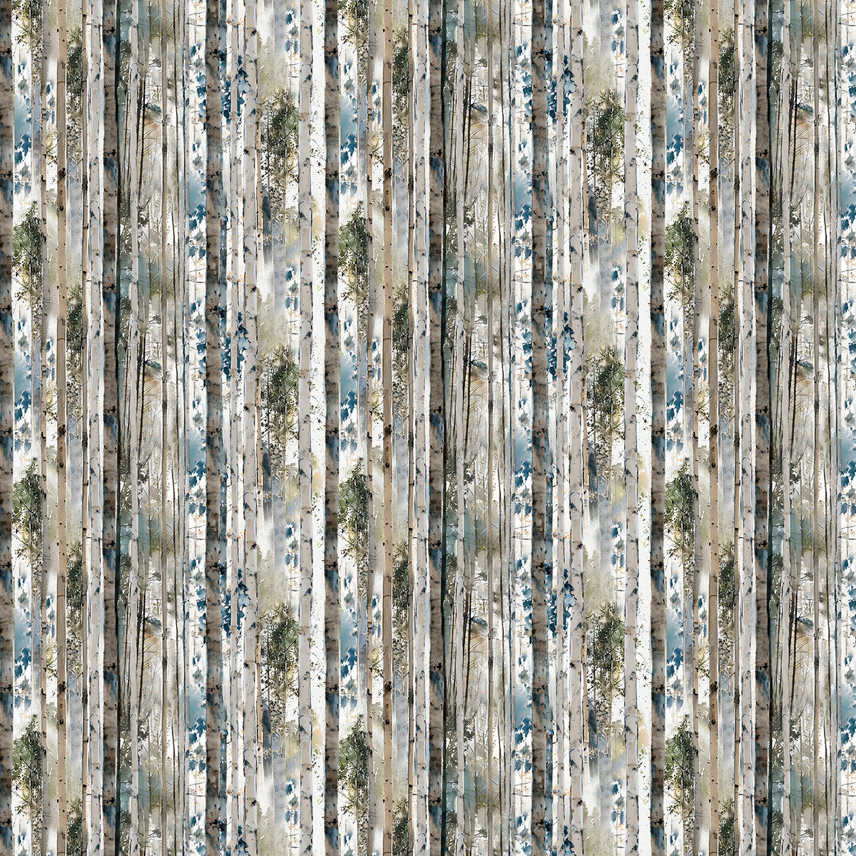 Blue Autumn Rustic Birch Multi Franklin Gregory 3 Wishes Cotton Fabric 3W-24591-MLT