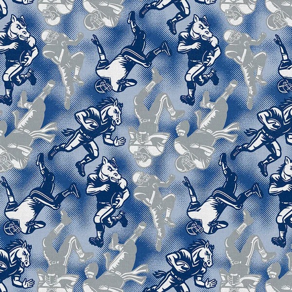 Blue Stampede Colts Player Toss Football Silvery Grey Blue Paintbrush Studios Cotton Fabric PBS-120-26605