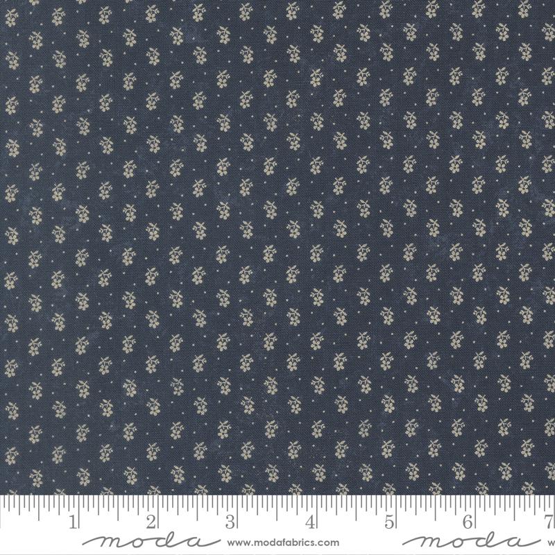 Bluebirds Nest Tiny Buds Small Floral Blue Kansas Troubles Quilters Moda Cotton Fabric MD-9805-14