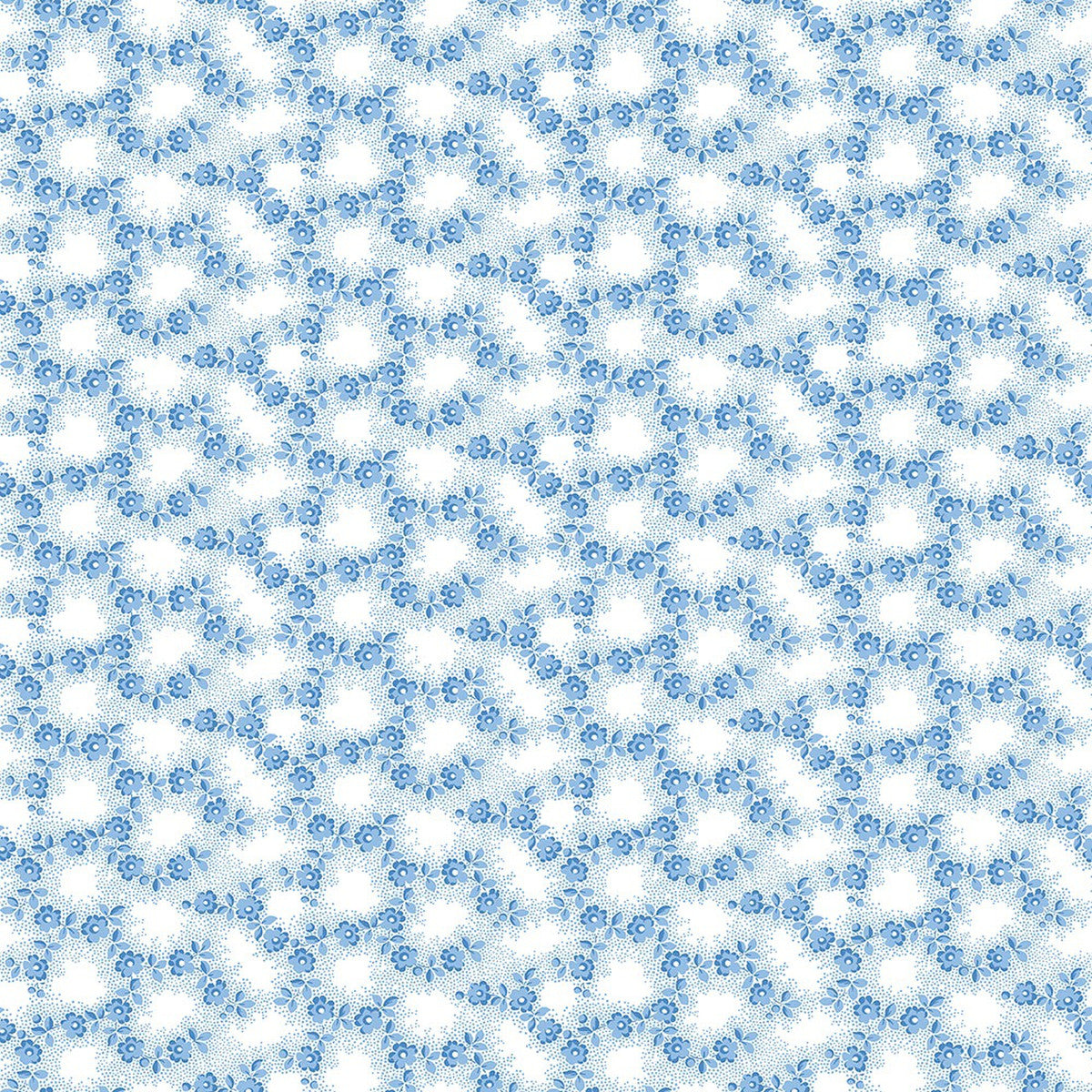 Blusette Petite Floral Light Blue Jan Shore Benartex Cotton Fabric